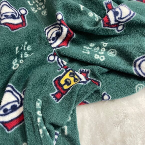 Life Is Good Fleece Pajama Pants Men's Medium Holiday Santa Dog Green Pockets - Picture 9 of 10